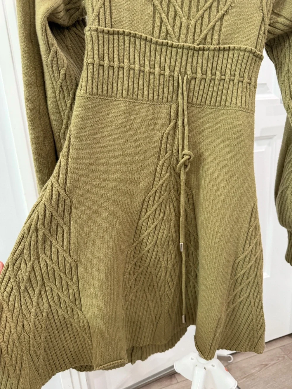 Free People Emmaline Moss Green Back Cutout Mini Sweater Dress Size XS